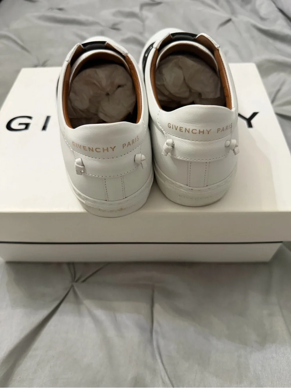 Givenchy  Women White Leather Slip-On Sneakers with Black Logo Strap